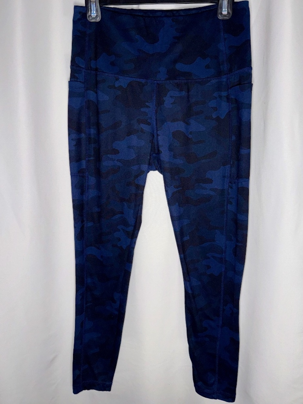 Danskin Women's Blue Camo High Rise Leggings Side Pockets Large